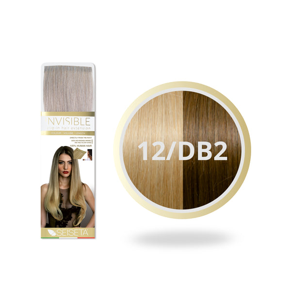 Seiseta Invisible Clip-on 12/DB2 Blond Foncé Doré/Blond Clair Doré