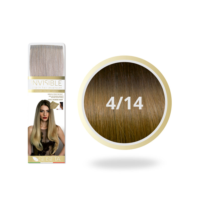 Seiseta Ombre Invisible Clip-on 4/14 Dunkles Kastanienbraun/Blond